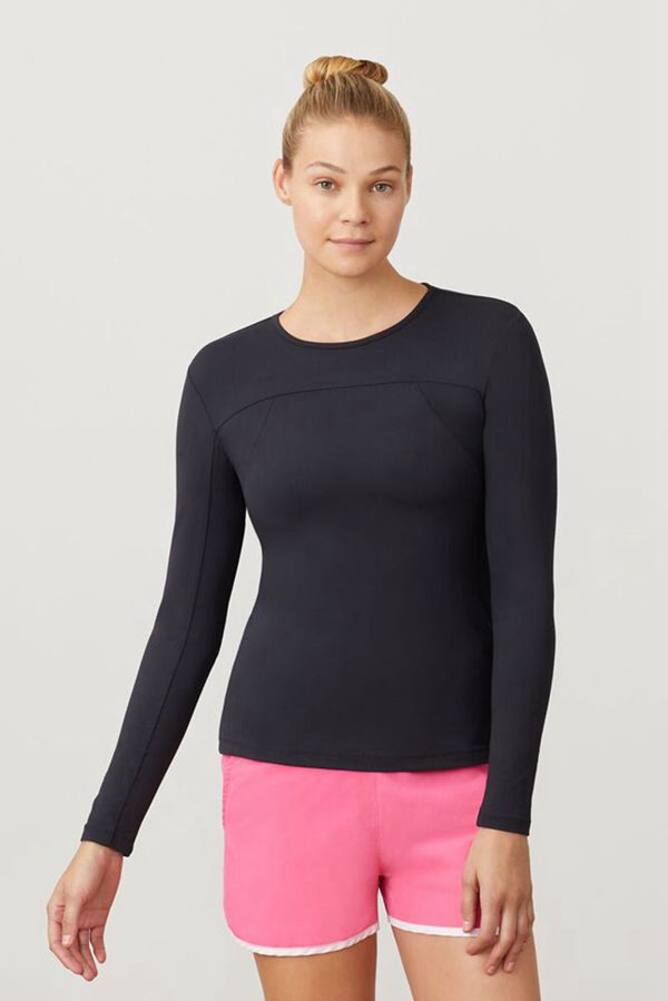 Fila Long Sleeve Sun Blocking Tennis Women's Tops - Black,NZ 15-13095